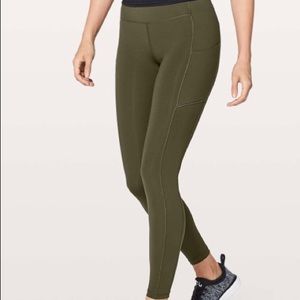 Dark olive Lululemon speed up leggings 28” size 6